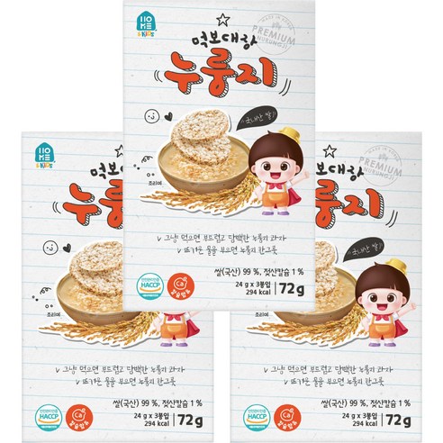 홈앤키즈 먹보대장 누룽지 72g 24g x 3봉, 3개