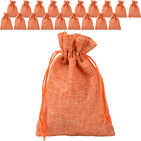 마켓감성 린넨 끈주머니 15 x 20, 20개, 오렌지