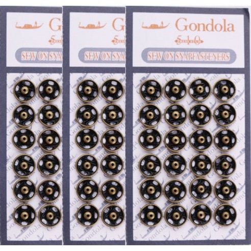스냅단추 똑딱이 8mm 24p, 엔틱골드, 3세트