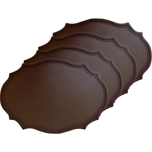 YULARA 헤리티지 북유럽 방수 테이블 매트 4p, 딥브라운, 43 x 30 cm