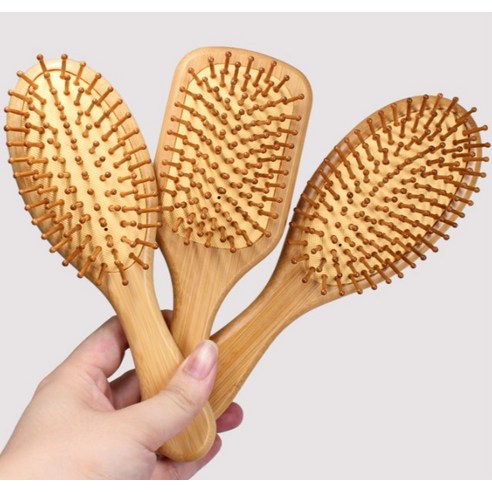 와이에스 두피케어 패들 쿠션 헤어브러쉬 대 빗, 우드, 1개