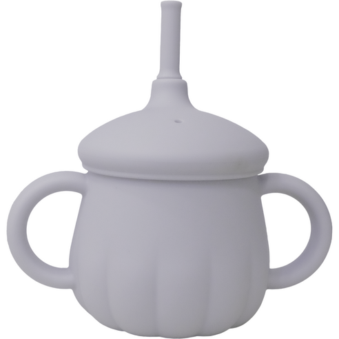 티지엠 국산 유아용 플래티넘 실리콘 호박 단지 빨대컵 200ml, 애쉬블루, 1개