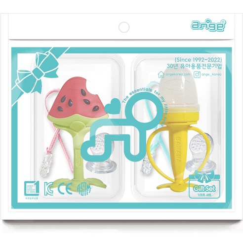 앙쥬 국내 제조 3D 수박 치발기 + 바나나 과즙망 세트, 1개