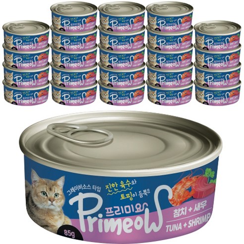 프리미요 고양이 간식캔 85g, 참치 + 새우 혼합맛, 24개