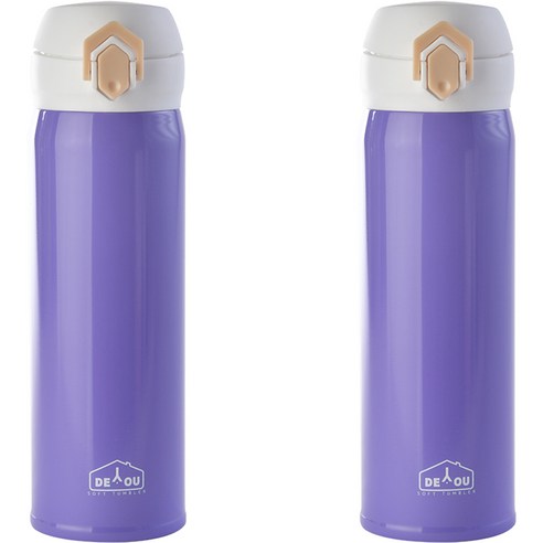 상상앤드 비비드 2중 진공 원터치 보온병 2p, 500ml, 퍼플