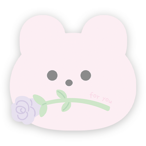 도나앤데코 로맨틱 애니멀 플라워시리즈 모양카드 10p + 봉투 10p + 투명 스티커 10p, 토끼 핑크, 1세트