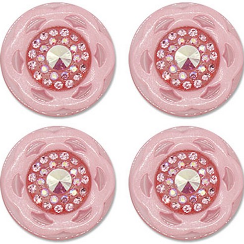 포인트 보석 큐빅 단추 왕꽃투명1 15mm, 핑크, 4개