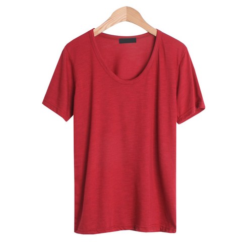 플랜데이 여성용 필수 데일리 유넥 슬라브 반팔 티셔츠