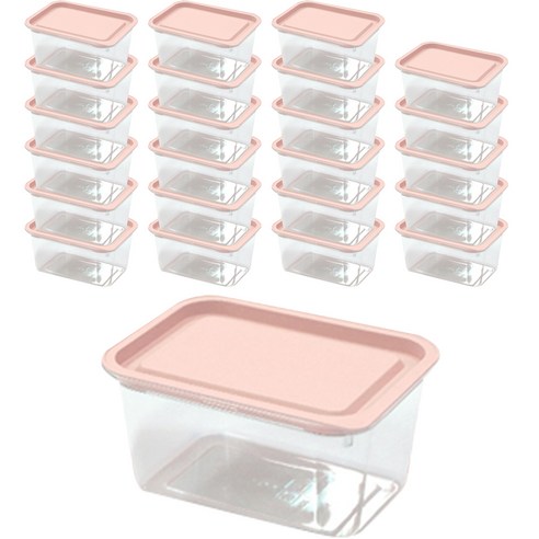 가쯔 심플쿡 냉동밥 사각 도시락통 전자렌지 용기 인디핑크, 24개, 단품