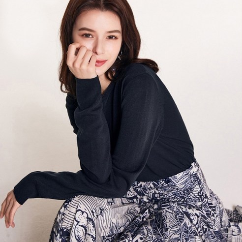 브룬스바자 여성용 Spring 코튼 블랜디드 니트 JH3S603W, 55, 네이비