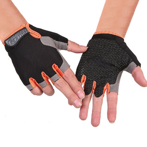 알로데 스타투아 반 손가락 피트니스 장갑 양손 세트, A03 오렌지, 1개