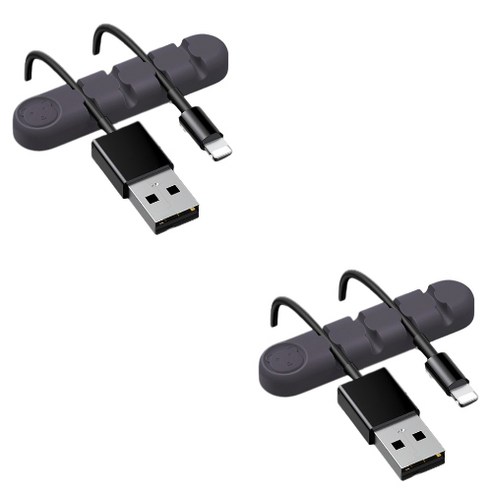 유니버스팩토리 usb 선정리소품 컬러곰 4구, 2개, 그레이