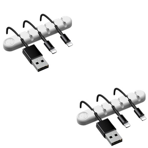 유니버스팩토리 usb 선정리소품 컬러곰 6구, 화이트, 2개