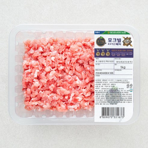 포크빌 한돈 뒷다리살 다짐육 (냉장), 1kg, 1개