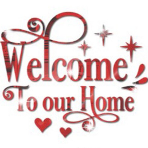 나음다름 Welcome to our home 포인트 벽지 스티커, 레드