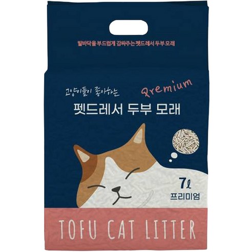 펫드레서 고양이 프리미엄 초극세사 두부모래 1.5mm, 7L, 1개, 무향