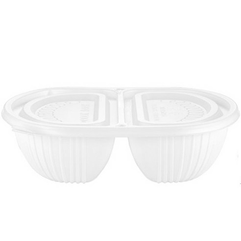 짬짜면 용기 2칸 백색 몸통 50p + 뚜껑 50p 세트, 1세트