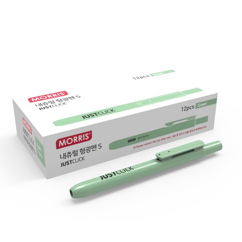 모리스 저스트 클릭 형광펜 S, 내츄럴 그린, 12개 모나미이지클릭형광펜 모리스 저스트 클릭 형광펜 S, 내츄럴 그린, 12개 모나미이지클릭형광펜