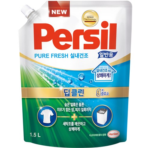 퍼실 퓨어프레쉬 9중효소 실내건조 일반용, 1개, 1.5L