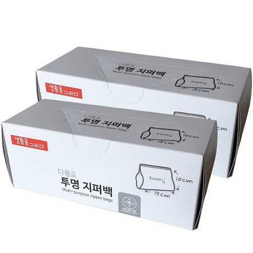 생활을그리다 다용도 투명 지퍼백 15 x 10 cm, 미니(XS), 50개, 2개
