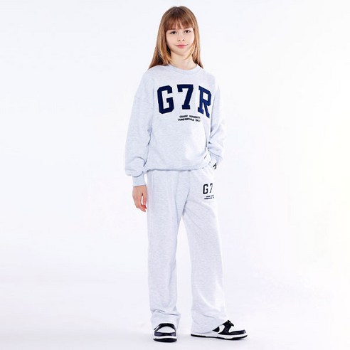 고스트리퍼블릭 아동용 G7R 아치드 오버핏 맨투맨 쭈리 트레이닝 상하의 세트 JTS-J13937