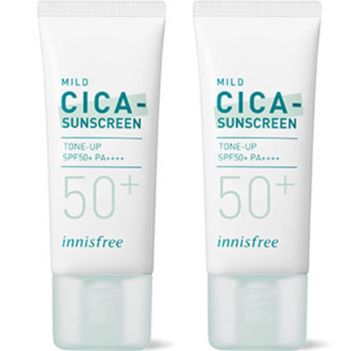 이니스프리 마일드 시카 무기자차 선크림 SPF50+ PA++++, 2개, 35ml