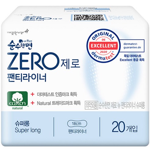 순수한면 제로 슈퍼롱 팬티라이너, 20매입, 1개