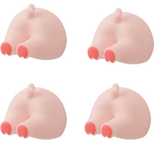 솔브리빙 귀여운 엉덩이 욕실 부착형 칫솔꽂이 걸이 거치대, 핑크 돼지, 4개