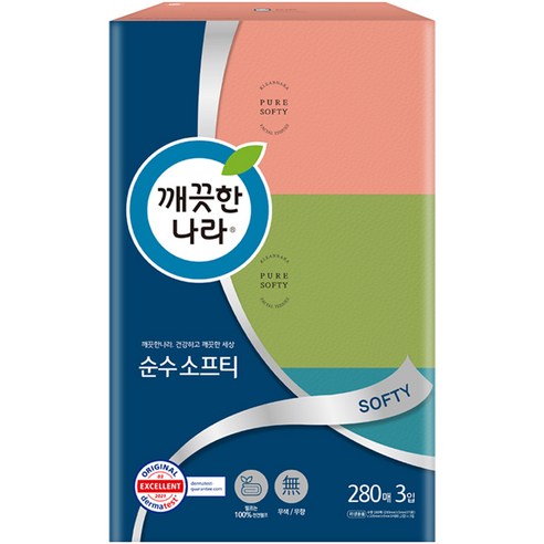 깨끗한나라 순수 소프티 미용티슈 230매, 230매입, 6개