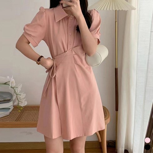 메이첼 셔츠넥 설렘 랩 미니 원피스 02179