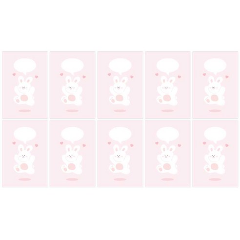 도나앤데코 동물친구의 말풍선 엽서 10p + 봉투 10p + 스티커 10p 세트, 050 반가워요 토끼, 1세트