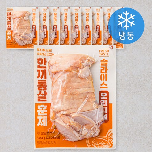 한끼통살 훈제 슬라이스 오리지널 닭가슴살 (냉동), 100g, 10개