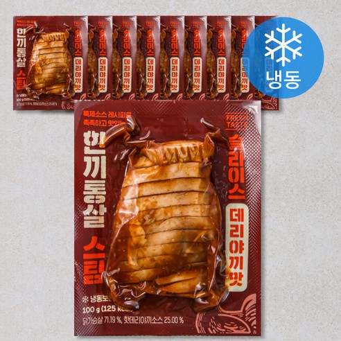 한끼통살 스팀 슬라이스 데리야끼맛 닭가슴살 (냉동), 100g, 1개