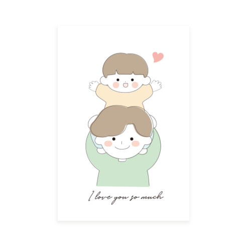 도나앤데코 사랑스러운 가족 일러스트 엽서 10p + 카드봉투 10p + 투명스티커 10p 세트, 014 아빠와아들, 1세트