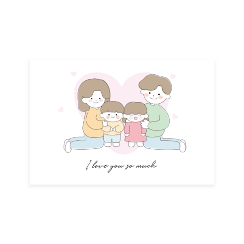 도나앤데코 사랑스러운 가족 일러스트 엽서 10p + 카드봉투 10p + 투명스티커 10p 세트, 012 행복한가족, 1세트