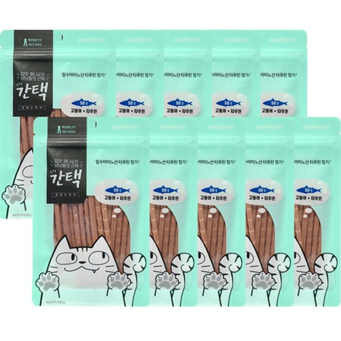 간택 고양이 져키 50g, 고등어 + 타우린 혼합맛, 10개