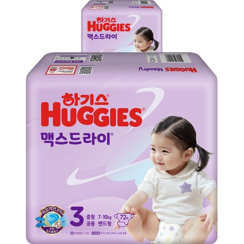 하기스 NEW 맥스드라이 밴드형 남여공용 중형 3단계(7~10kg), 144매