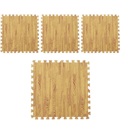 순잠 침실 거실 인테리어 DIY 나뭇결 블록 퍼즐 매트 4p, 라이트브라운