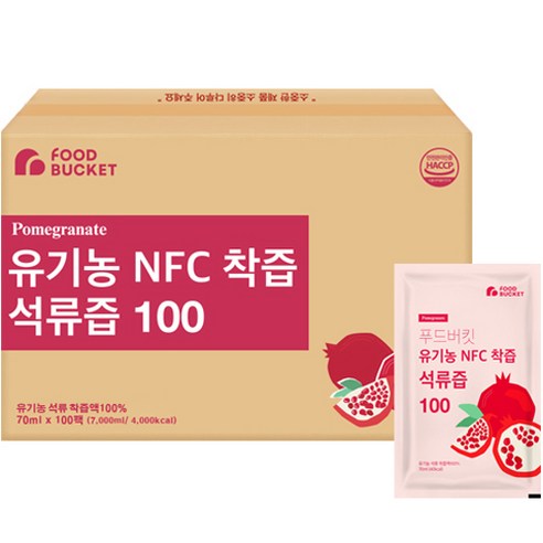 푸드버킷 물없이 착즙한 NFC 유기농석류즙, 10개, 70ml