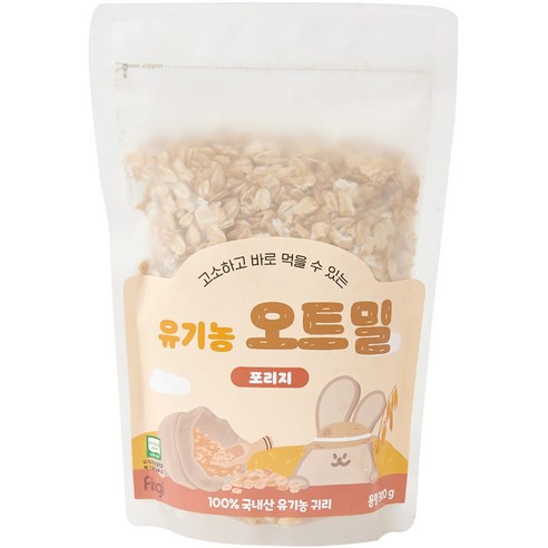 퍼기 유아용 이유식용 유기농 세척 오트밀 포리지, 300g, 1개