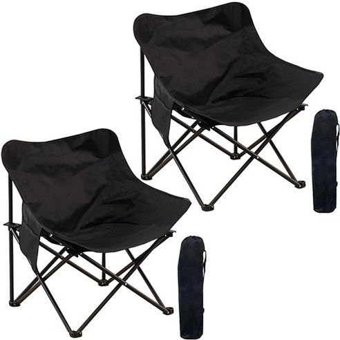 소소 야외 휴대용 원터치 접이식 캠핑 의자, 블랙, 2개