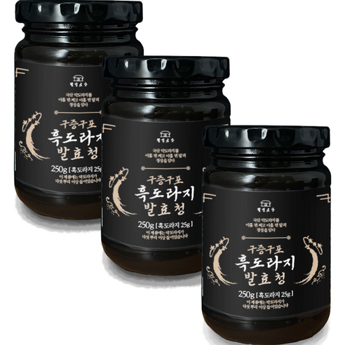 웰빙곳간 3대 전통계승 구증구포 수제 흑도라지 발효청, 250g, 3개