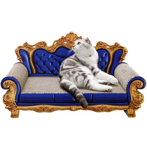 큐러스펫 고양이 럭셔리 쇼파 스크래쳐 평판형 스크래처 침대, 블루, 1개