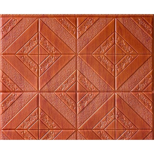 욜로라이프 3D 입체 자체 접착 벽 스티커 폼블럭 70*77cm, 산디노 마호가니, 1개