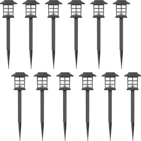 MIREU 태양광 미니 정원등 12p, 블랙(정원등), 화이트(광원)
