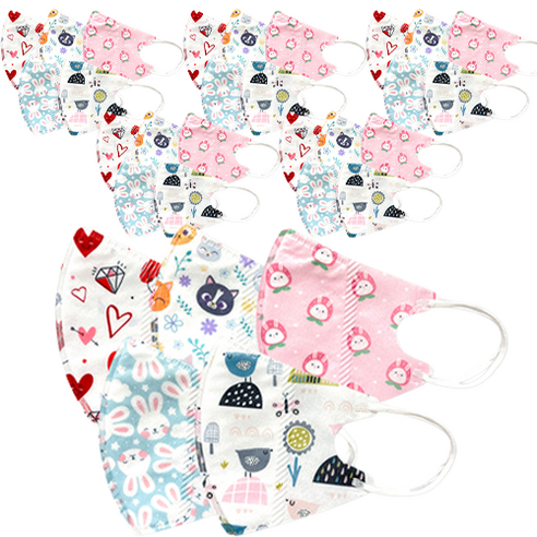 러블리앙즈 유아용 더예쁜 3겹 입체 마스크 5종 x 6p 세트 P 소형, 30매, 2세트, 여아믹스