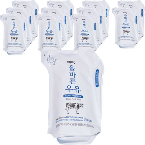 비락 올바른 멸균 우유, 180ml, 24개