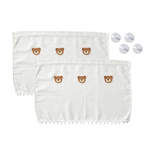 메이튼 스탠다드M 차량용 창문 햇빛가리개, 곰돌이 화이트, 2개