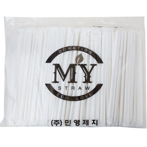 민영제지 종이빨대 개별포장 일회용 빨대 화이트 7 x 250 mm, 300개, 1개