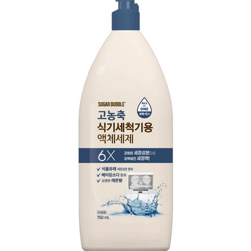 슈가버블 식기세척기 고농축 올인원 액체세제, 2개, 750ml